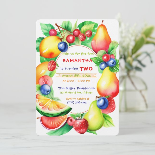 Twotti Frutti Födelsedagsfest mall (Stående Fram)