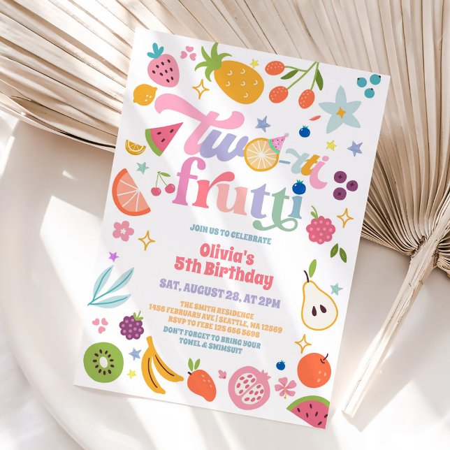 Twotti Frutti Fruit 2nd Birthday Invitation Inbjudningar (Skapare uppladdad)
