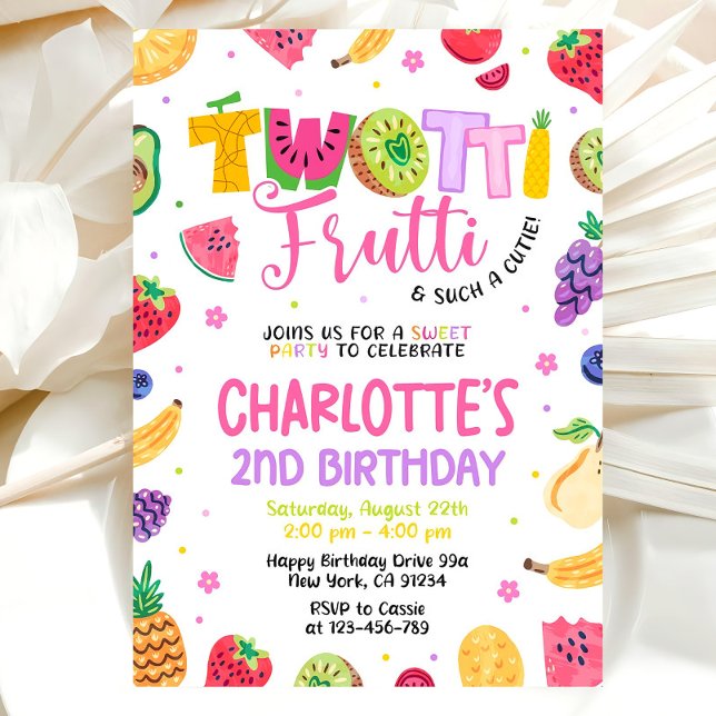 Twotti Frutti Invitation, Two-tti Frutti Birthday  Inbjudningar (Skapare uppladdad)