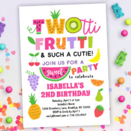 TWOtti Frutti Tropical Fruit Sommar 2:a födelsedag Inbjudningar