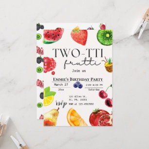 TWOtti Frutti Tropisk Frukt Sommar 2-årsfest Inbjudningar