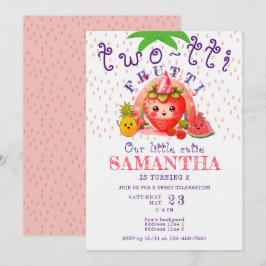 TWOTTI Tutti Frutti Summer Fruit Girl 2 Birthday Inbjudningar