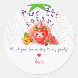 TWOTTI Tutti Frutti Summer Fruit Girl 2 Birthday Runt Klistermärke