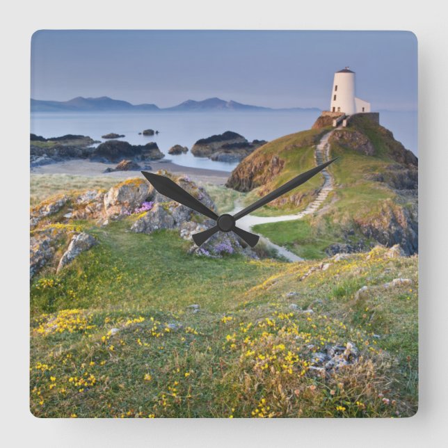 Twr Mawr-fyr på den Llanddwyn ön Fyrkantig Klocka (Framsida)