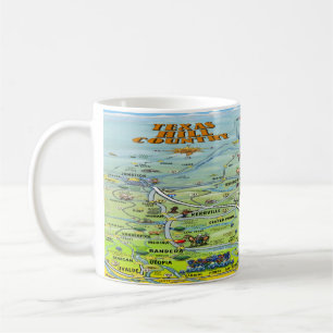 TX Backe Land Tecknad Karta Kaffe Mugg