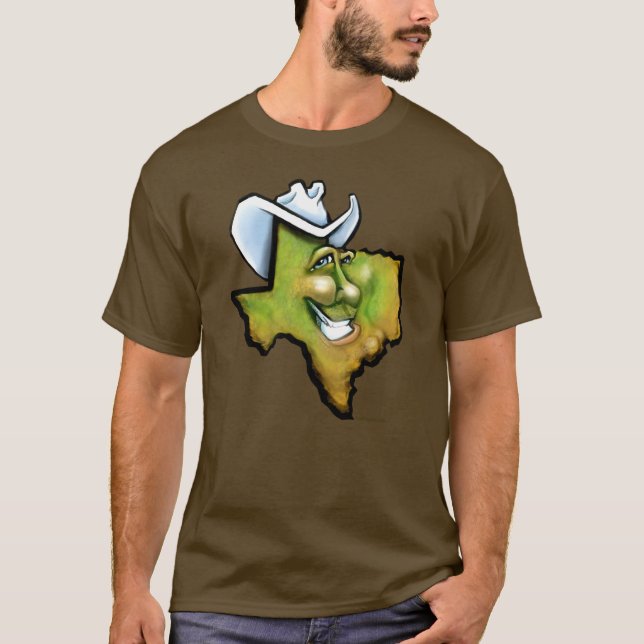 TX Backe Land Tecknad Karta Tee Shirt (Framsida)