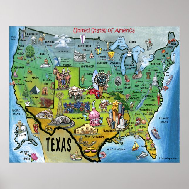 TX USA Karta Poster (Framsidan)