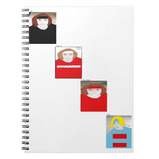 "Ty, Gabriel, John James och Nick" Teckning Anteckningsbok (Framsidan)