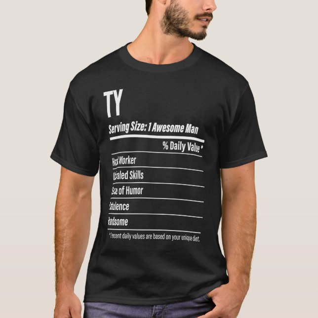 Ty näringsmässiga fakta som betjänar Storleka kalo T Shirt (Framsida)