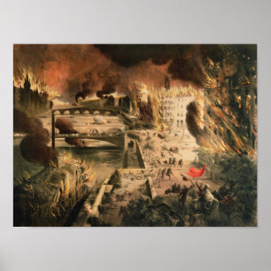 Ty över bron i Paris under kommunen Poster