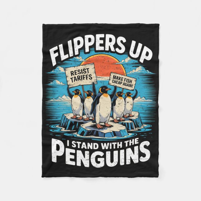 Ty Resistens Penguins protest mot tariffer 1 Fleecefilt (Framsidan)