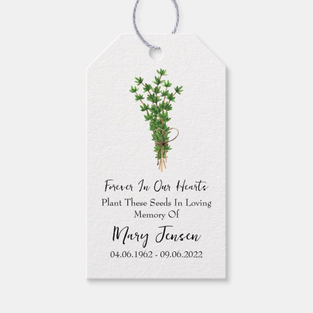 Ty Seed Packet Memorial Funeral Presentetikett (Framsidan)