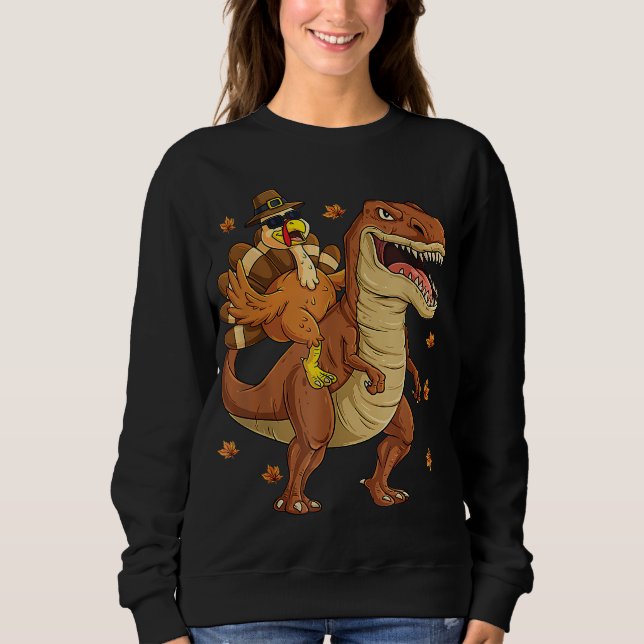 Ty tack för Turkiets Riding Dinosaur T rex Boys Ki Shirt (Framsida)