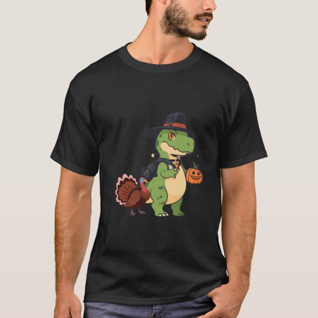 Ty tack för Turkiets Riding Dinosaur T rex Boys Ki Shirt (Framsida)