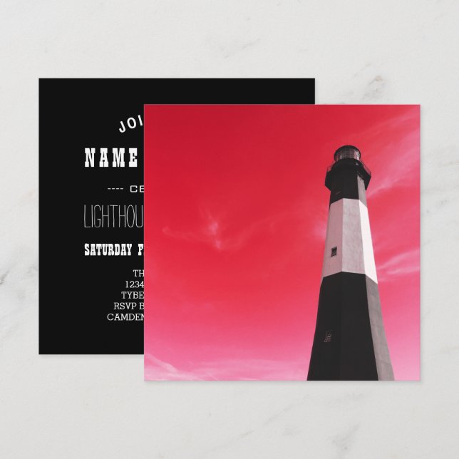 Tybee Island fyr Inbjudningar (Fram/baksida)