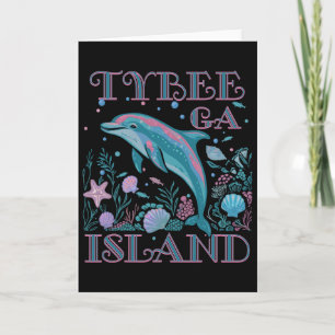Tybee Island Ga Dolfän vän Färgglatt strand souven Kort