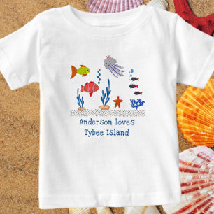 Tybee Island GA-Roligten Havsfisk med barns Namn T Shirt