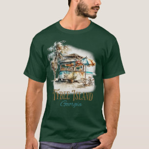 Tybee Island GA Tiki Pub Beach Watercolor Design T Shirt