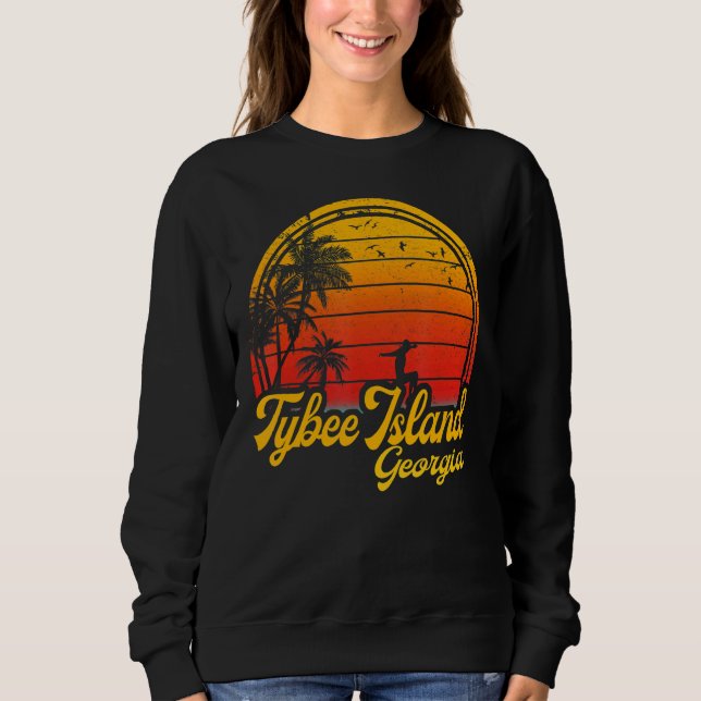 Tybee Island Georgia Beach Handflatan Träd Sommar  T Shirt (Framsida)