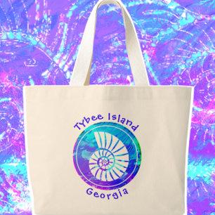 Tybee Island Georgia Colorful Ocean Seashell Jumbo Tygkasse