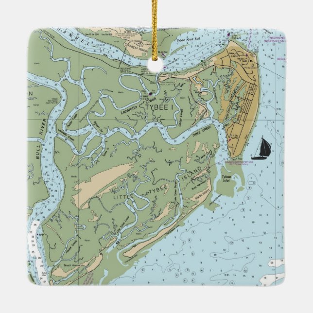 Tybee Island Georgia Julgransprydnad Keramik (Baksida)