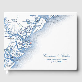 Tybee Island Georgia Karta Elegant bröllop Gästböcker