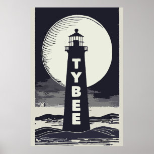 Tybee Island Georgia Lighthouse Måne Poster