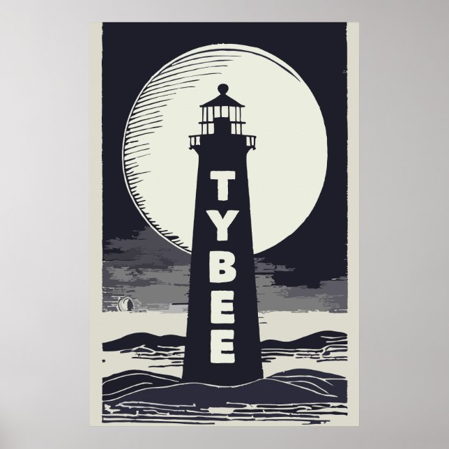 Tybee Island Georgia Lighthouse Måne Poster (Framsidan)