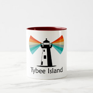 Tybee Island Georgia Lighthouse Rainbow Två-Tonad Mugg