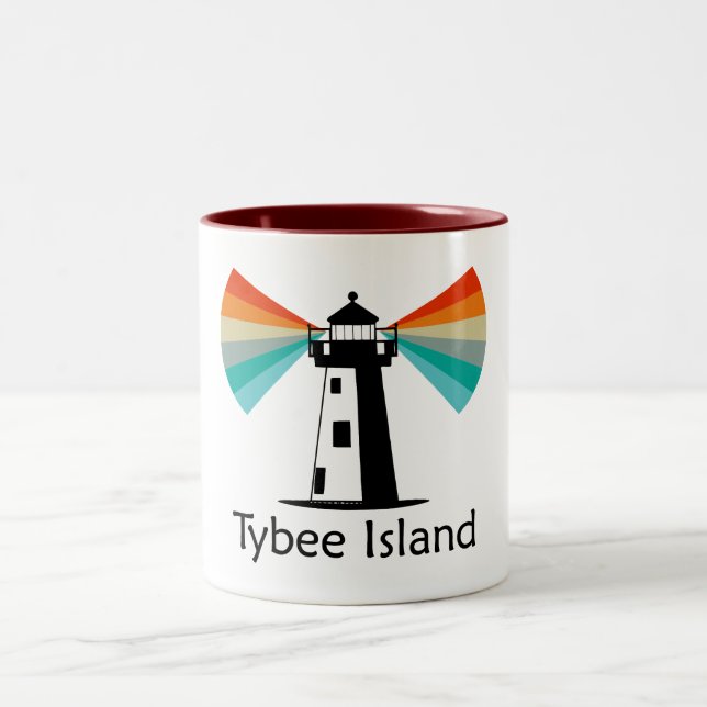 Tybee Island Georgia Lighthouse Rainbow Två-Tonad Mugg (Center)