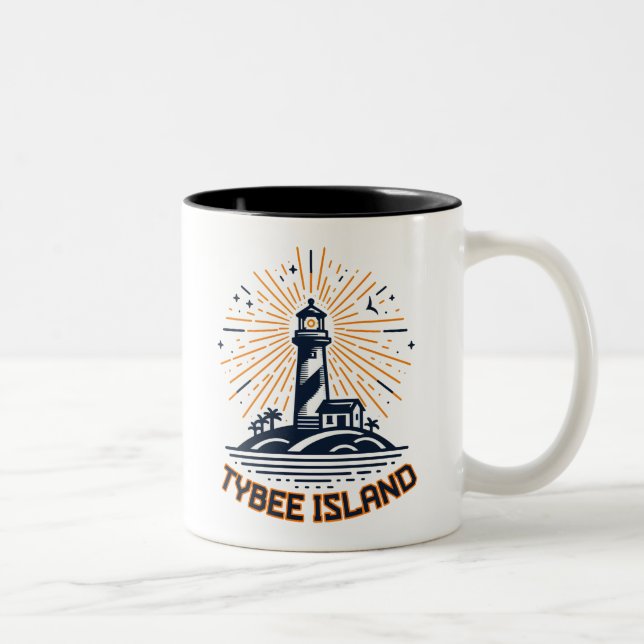 Tybee Island Georgia Lighthouse Sunrise Två-Tonad Mugg (Höger)