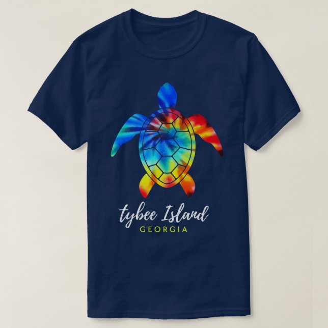 Tybee Island Georgia Sea Turtle Tie Dye T Shirt (Design framsida)