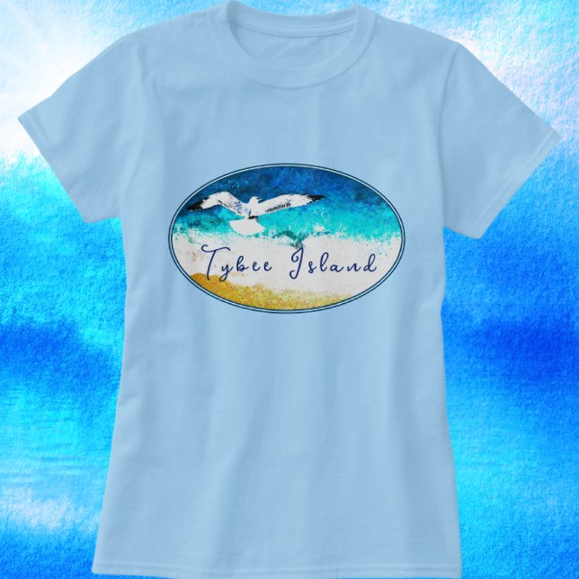 Tybee Island Georgia Soaring Fiskmås Beach T-Shirt (Skapare uppladdad)