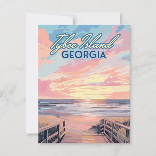 Tybee Island Georgia Sunrise Beach Savannah Card (Framsida)