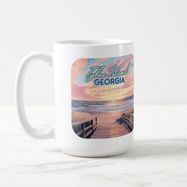 Tybee Island Georgia Sunrise Beach Savannah Kaffemugg (Vänster)