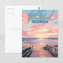 Tybee Island Georgia Sunrise Beach Savannah Vykort