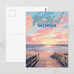 Tybee Island Georgia Sunrise Beach Savannah Vykort