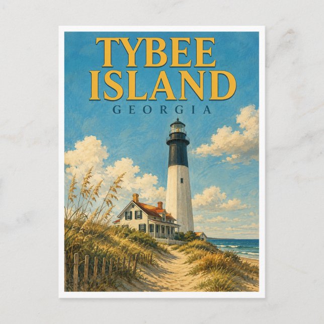 Tybee Island Georgia Tybee Lighthouse GeoSaga Vykort (Framsida)