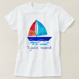 Tybee Island Georgia Vacation Watercolor Sailboat T Shirt