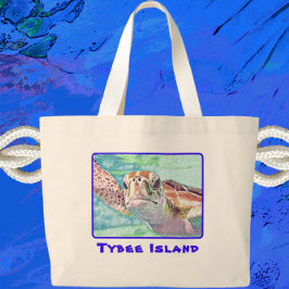 Tybee Island Georgia Watercolor Sea Turtle Jumbo Tygkasse
