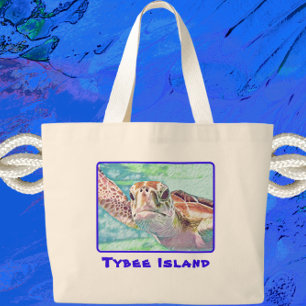 Tybee Island Georgia Watercolor Sea Turtle Jumbo Tygkasse