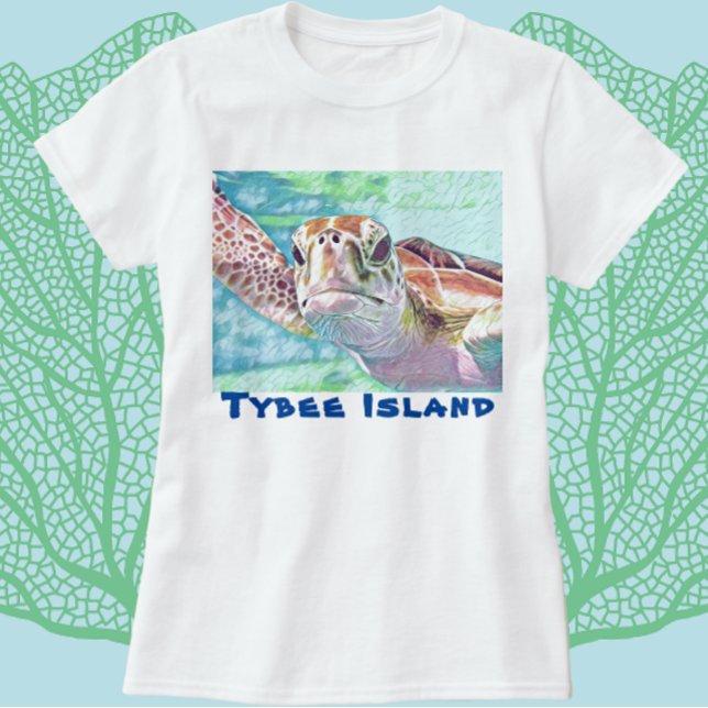 Tybee Island Georgia Watercolor Sea Turtle T Shirt (Skapare uppladdad)