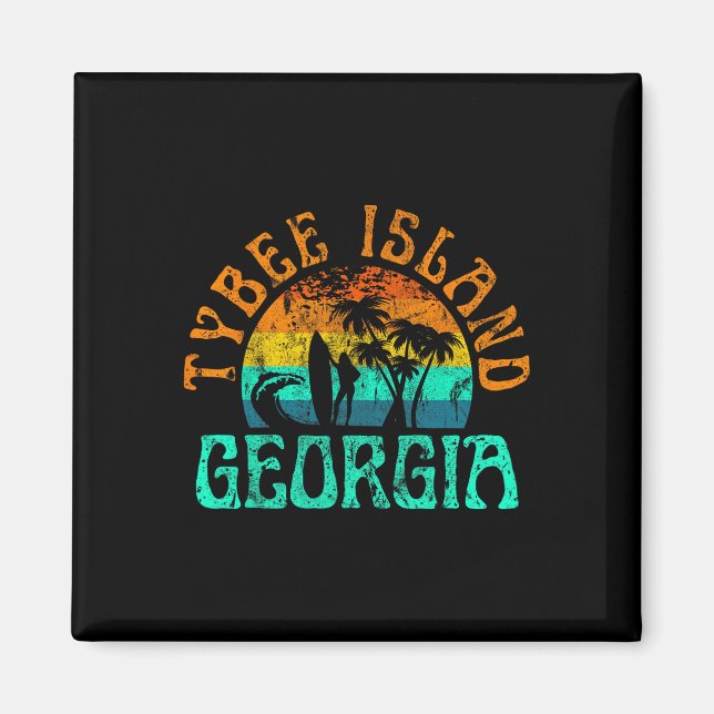 Tybee Island Georgien Surfing Beach Oceanvågor Sur Magnet (Framsidan)