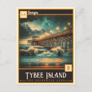 Tybee Island, Georgien VINTAGE Vykort