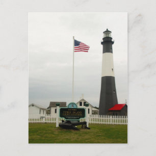 Tybee Island Lighthouse Georgia American Flagga Vykort
