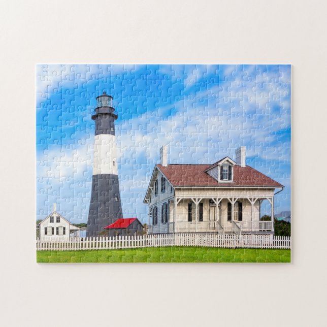 Tybee Island Lighthouse - Georgia Kusten Puzzle Pussel (Horisontell)