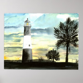 Tybee Island Lighthouse-målarfärg Poster