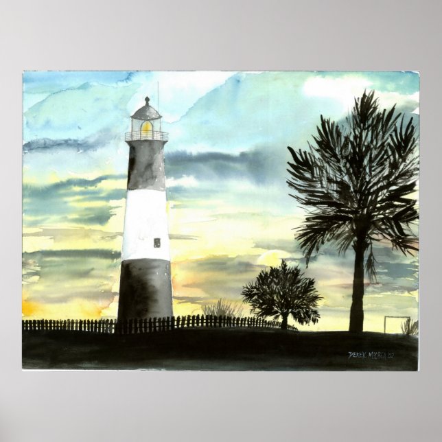 Tybee Island Lighthouse-målarfärg Poster (Framsidan)
