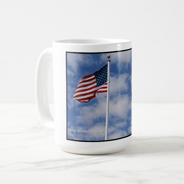 Tybee Island Lighthouse w/Old glory Kaffemugg (Framsida vänster)