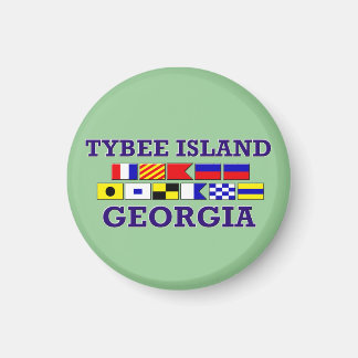 Tybee Island Nautical Flagga - Round Magnet